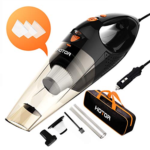 HOTOR Corded Car Vacuum Cleaner with LED Light, HOTOR DC12-Volt Wet/Dry Portable Handheld