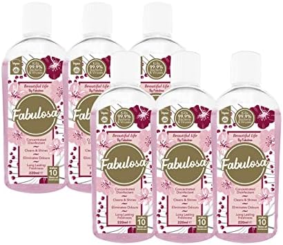 Fabulosa 4 in 1 Concentrated Antibacterial Disinfectant All Purpose Cleaner, 220ml, 6 Pack, Black Cherry Merlot