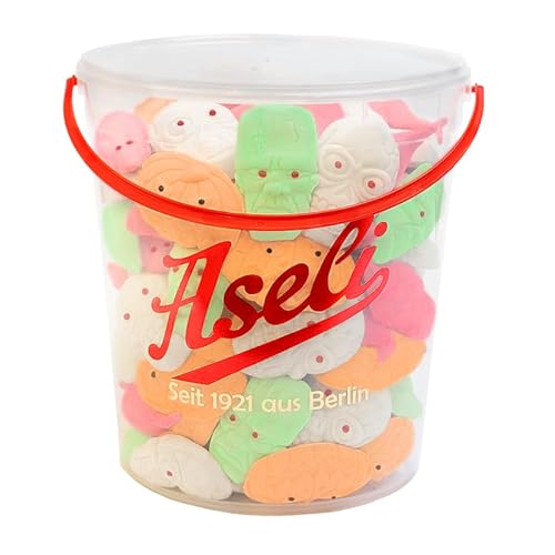 Aseli weiche Schaumzucker-Ware | süßer Halloweenmix | wiederverschließbarer 1.1kg Eimer | Marshmallow Halloween Symbole | Schaumzucker-Figuren handgefertigt