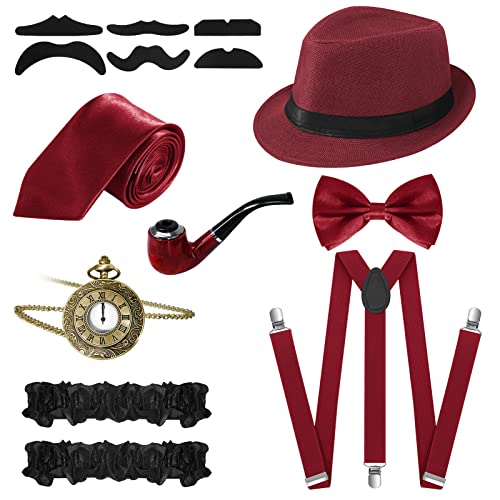 Chapeau Manhattan et set de 8 pièces rétro pour costume masculin des années 20