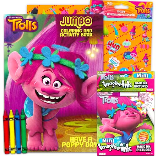 Trolls Imagine Ink Coloring Book and Coloring Book with Crayons and Stickers - Mess Free Marker Included