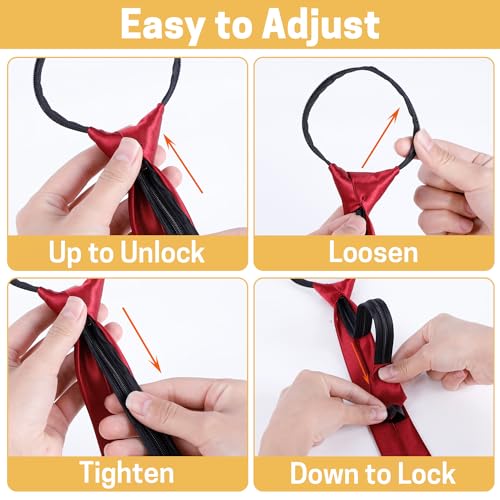 Aurya Boys Ties 6 Pieces Kids Neckties Adjustable Solid Color Zipper Tie for School Uniforms Graduation, 15 IN4