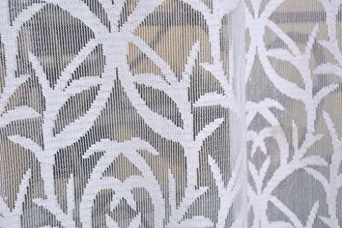 Image of Net Semi Transparent Sheer Curtain /Parde for Long Door Curtain 9 Feet Long Set of 3 Pcs for Window, Door, Living Room, White Color