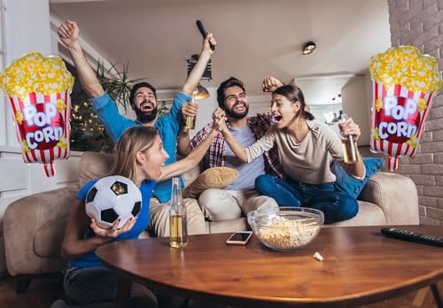 Image of 2pcs Popcorn Party Balloons Movie Night Party Balloons for Birthday Baby Shower Wedding Decoration 25.5 x 17.7 Inch (Pack of 2)
