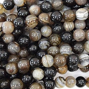 15.5 inch Strand Natural Black White Sardonyx 10 mm Round Smooth Beads - Jewelry - 10mm Black White Sardonyx Round Beads 15.5" Strand
