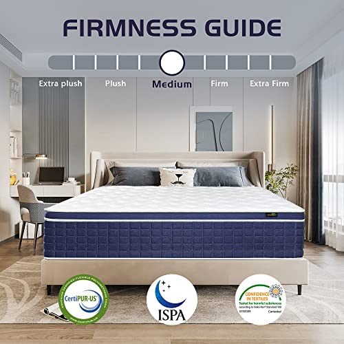 Aicehome King Mattress,10 Inch Innerspring Hybrid Mattress In A Box,Medium Firm King Size Mattress In A Box With Breathable Soft Knitted Fabric Cover For Pressure Relief #TOP4