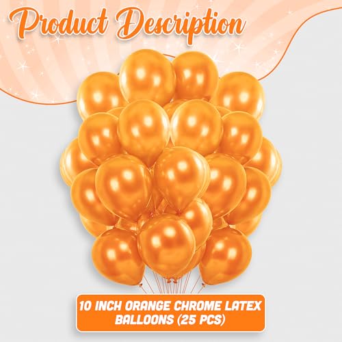 Image of Party Propz 25 Pcs Orange Balloons for Birthday Decoration | Orange Theme Birthday Decoration Items | Balloons for Birthday (Latex)