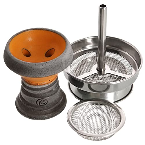 KAYA Kaminkopf Set mit KS Appo Black Edition Mehrlochkopf, Kaminaufsatz aus Edelstahl und Einlegesieb (Orange)