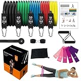 tensores gimnasia comprar 【Paquete】El paquete de banda elastica fitness contiene:5*Bandas de resistencia, 2 * mango,2 * correa tobillo,1 * ancla puerta,5 piezas x bandas elásticas,1 * bolsa.