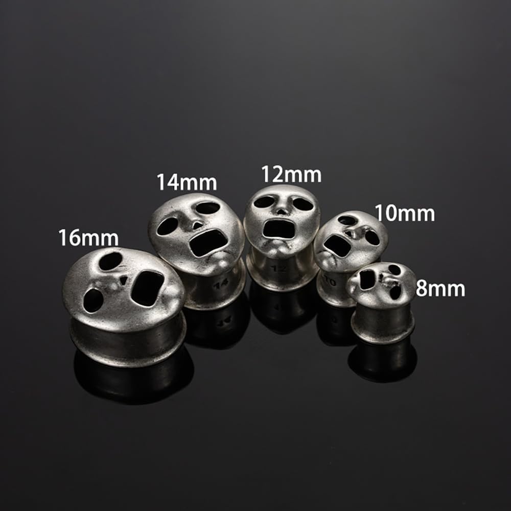 Vintage Mask Double Flared Saddle Ear Plugs Tunnels for Women Men Unisex Stainless Steel Stretcher Expander Ear Gauges Earrings Antique Body Piercing Jewelry Gifts