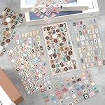 12PCS Sheets Retro Alphabet Stickers, Vintage Scrapbook Stickers Letter Sticker Set with Numbers, Aesthetic Scrapbooking Stickers and Sticker Letters for Journal Planner Notebook Crafts
