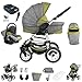 Bebebi Florenz | ISOFIX base & seggiolino auto | 4 in 1 passeggino con carrozzina modulari combinabili | ruote in gomma dura | Colore: Medici Green White