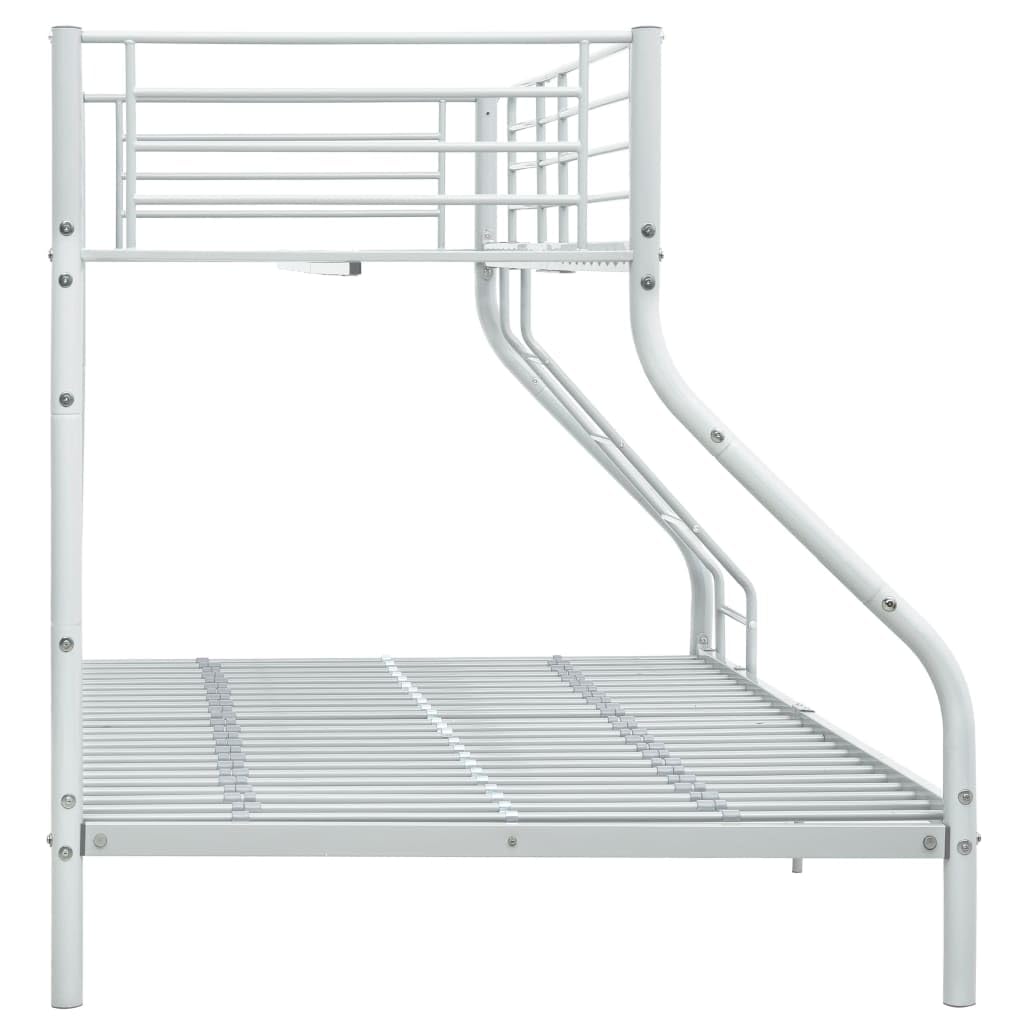 vidaXL Estructura de Litera Cama Doble para Niños Infantiles Soporte Dormitorio Habitación Dos Personas Marcos Bases con Escalera de Metal Blanco
