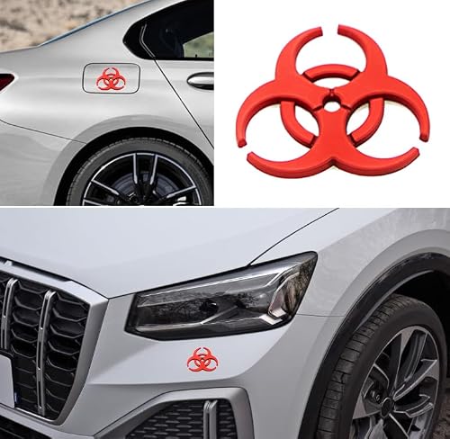 2X 3D Metal Badge car Logo Protection Umbrella Biochemical Modification 3D Emblem Car Motorcycle Decal Metal Emblem (Red) - Thumbnail 2