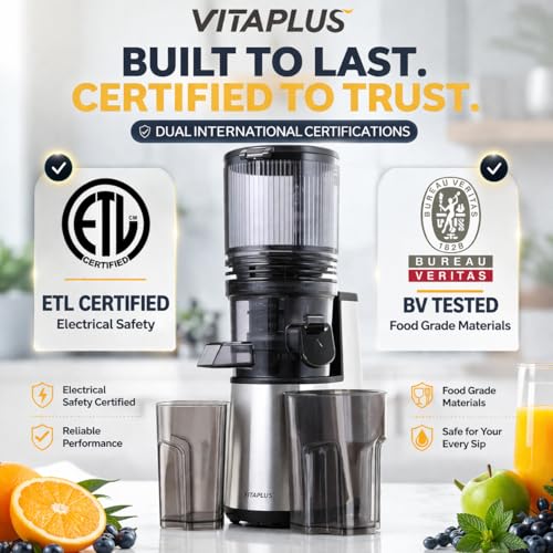 Cold Press Juicer, Upgraded AC Motor Masticating Juicer, Never Wears Stainless Steel Auger, BPA-FREE Slow Juicing Extractor Machine with Easy Clean 5.8" Feeding Chute for Whole Vegs and Fruits - Image 3