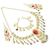 Boucles d'oreilles pendantes en or : cet ensemble de bijoux de danse du ventre peut bien embellir votre costume de danse du ventre, vous faisant ressortir et charmant.