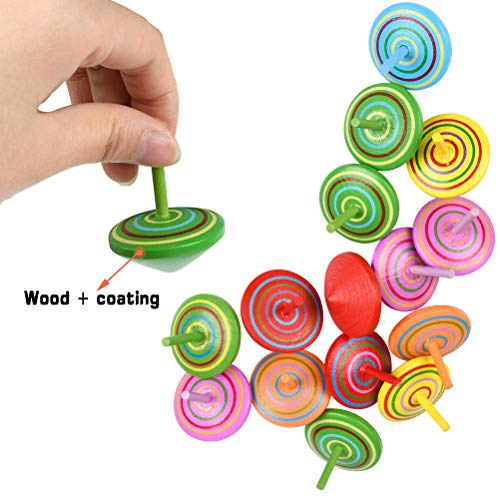 YANSHON 15 Stück Kreisel aus Holz, Bunte Holzkreisel, Spielzeugkreisel Kinder, Kindergeburtstag Gastgeschenke, Farbmischung - Image 4
