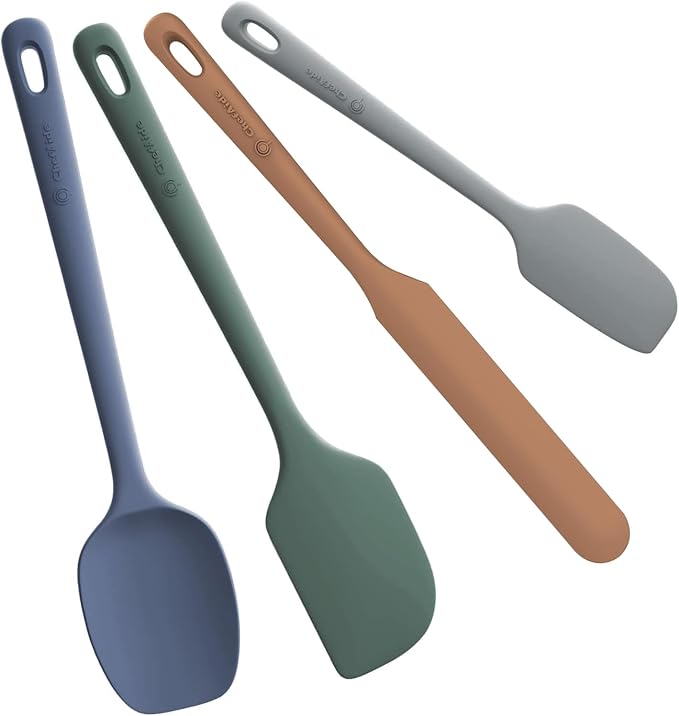 5 Pieces Silicone Spatula Set, Food Grade Rubber Spatula, Upgrade Strong Handle with Ergonomic Grip, Heat Resistant Up to 600°F for Nonstick Cookware, Cooking Black