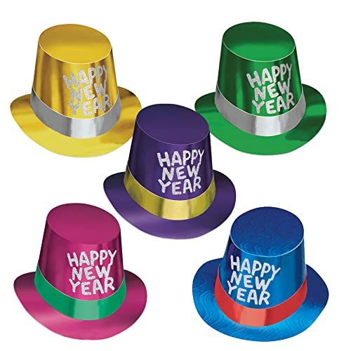 Chapeaux hauts en papier coloré Happy New Year's Eve pour soirée de la Saint-Sylvestre