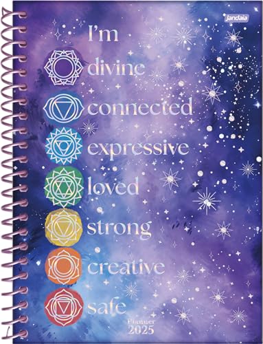 Jandaia - Agenda Planner Universitário Capa Dura 192 Páginas Mystic 2025 Afirmações Positivas