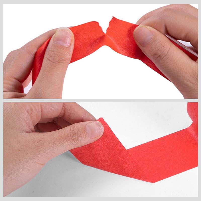 Nikovoke 2 PCS Red Masking Tape, Painters Tape for Indoor & Outdoor Painting, Suitable for Decorating DIY, Art, 10mm*50m - Image 2