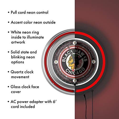 Trademark Gameroom Vintage Chicago Blackhawks® Neon Clock - 14 Inch Diameter #TOP3