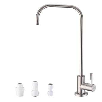 Drinking Water Tap RO Faucet SUS304 Stainless Steel Filtered Water Faucet Reverse Osmosis Tap for Kitchen Bar Sink 7-Shape Brushed Nickel
