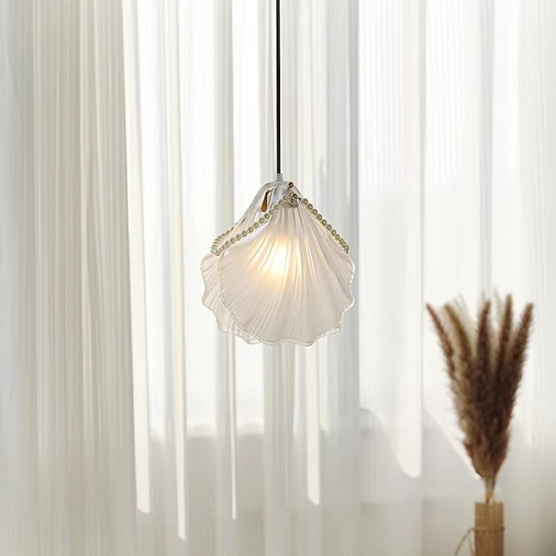 Lumière pendante luxe en verre et coquille de perle pour un style français de lit moderne