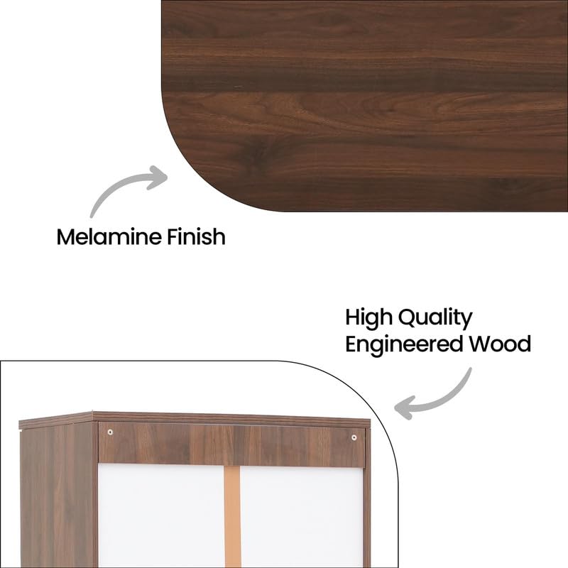 Image of Royaloak Baleno 2 Door Wardrobe, Engineered Wood Almirah with Melamine Finish, Clothes Storage Cabinet with Hanging Rod, Modern Bedroom Cupboard, W 30.70 x D 17.51 x H 70.86 Inches
