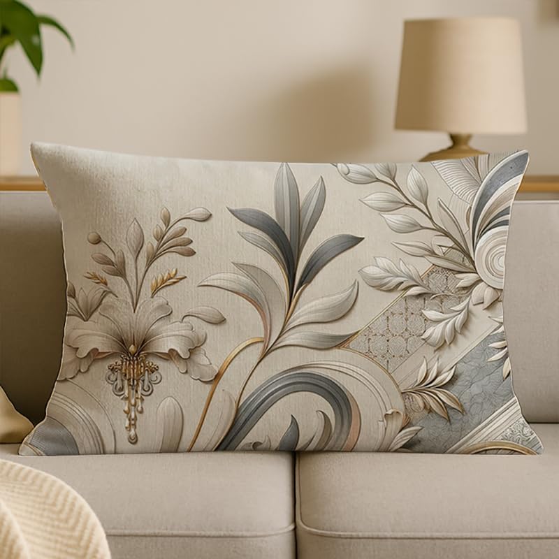European-Style Luxury Floral Pillow Covers - Imitation Cotton Linen, Perfect for Sofa, Living Room, Bedroom, or Bay Window Decor.(24 * 24inch,OSQS-H)