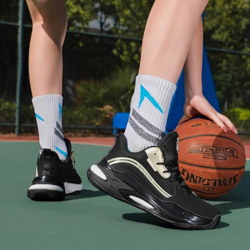 Beita Basketball Shoes for Men High Upper Sneakers Breathable Sports Shoes Anti Slip Black Golden by Beita - Used condition - Image 9