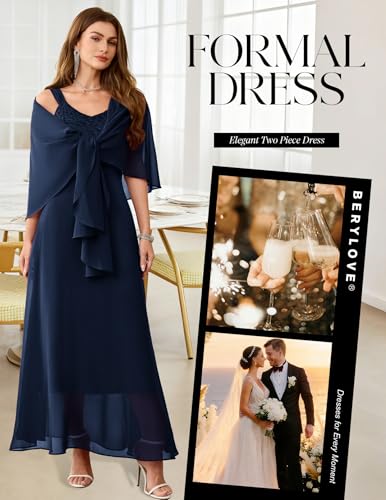 Image of BeryLove Summer Formal Wedding Guest Prom Dresses Sequin Cocktail Evening Lace Elegant Mother of The Bride Dress