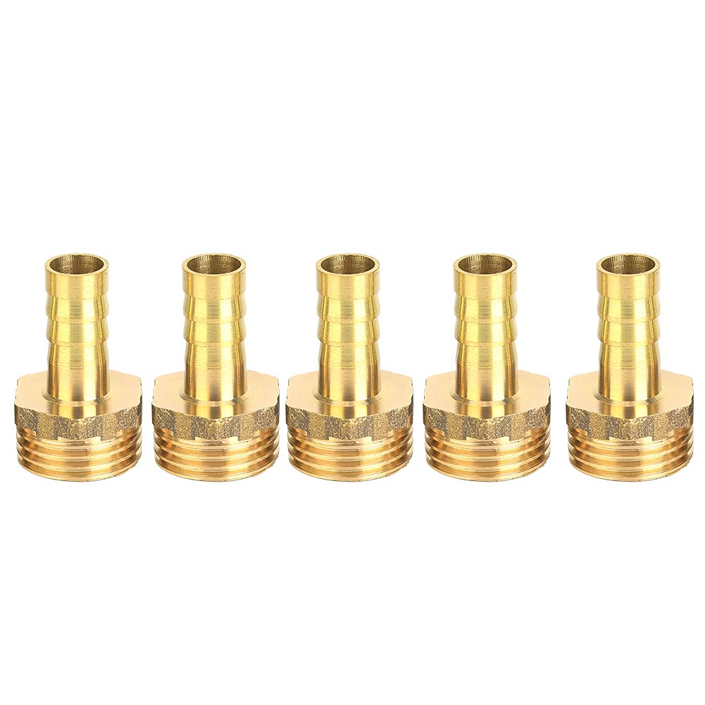 5 Pcs Brass Barb Connector Male Thread Water Pipe Connector Hose Connector G1/2 to 10mm（Gold）-picture-27