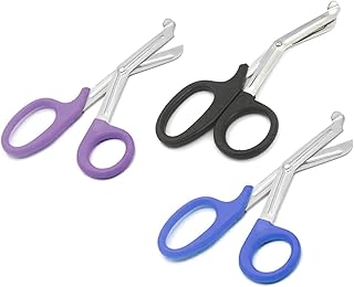 AAProTools 3 Pcs (Black & Purple & Blue) Paramedic Utility Bandage Trauma EMT EMS Shears Scissors 7.25 Inch Stainless Steel (AAPro Brand)