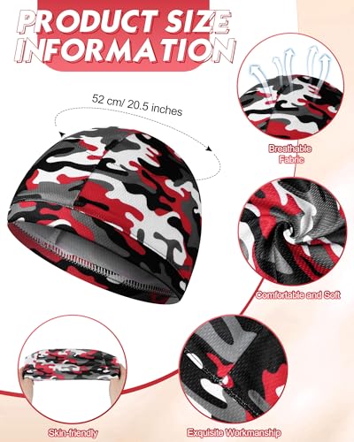 Image of 9 Pcs Cooling Skull Cap Camo Liner Sweat Wicking Lightweight Cycling Cap Running Hat for Men Women