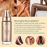 Body Shimmer Oil, Waterproof Long Lasting Moisturizing Bronze Body Luminizer Glow For Face & Body, Liquid Illuminator Body Highlighter 1oz/Jars, Makeup Brush Include (Rose Gold #01) - Image 4