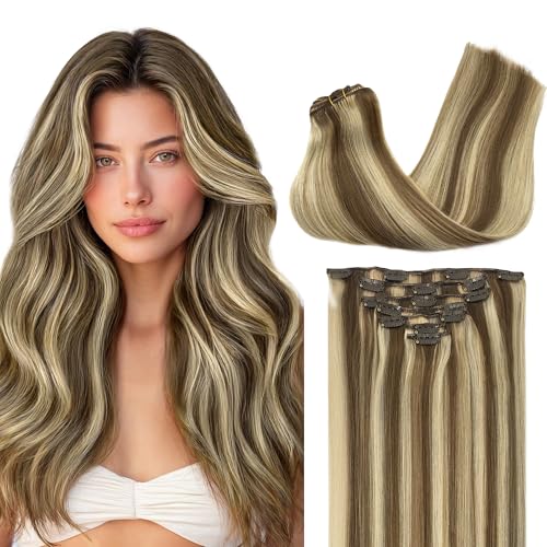 Image of GOO GOO Clip in Hair Extensions Real Human Hair Blonde Remy Extensions