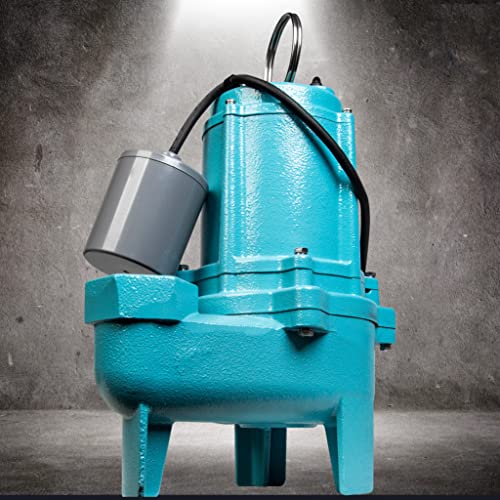 Image of Little Giant 9SC-CIA-RF 115 Volt, 4 /10 HP, 6000 GPH Epoxy-Coated Cast Iron Submersible Sewage Pump with Piggyback Tethered Float Switch, 20-Ft. Cord, Blue, 509412