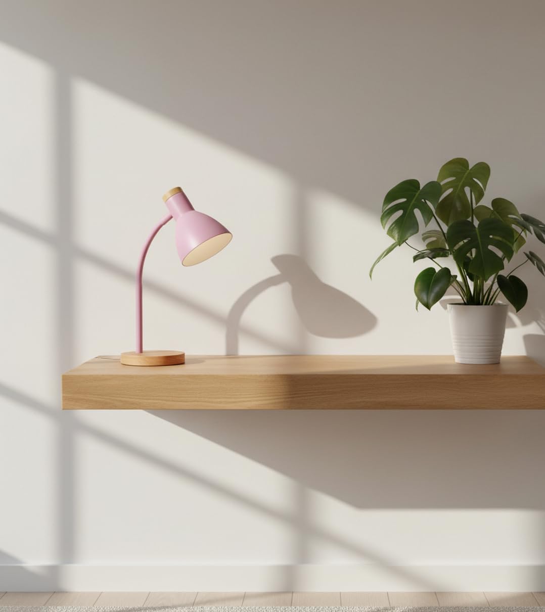 BEL AIR HOME - Lampada Flexo ARGOS E-27 - Legno Nero | Illuminazione Studio, Lavoro, Lettura | Braccio Flessibile | Perfetta per Studenti, Professionisti (LAMPADINA NON INCLUSA) (ROSA)