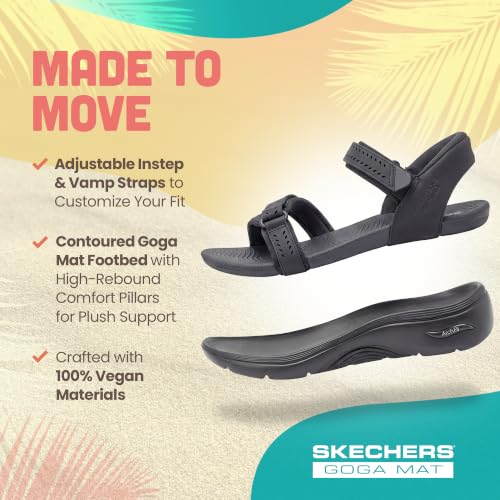 Skechers Women's Quarter Strap Fisherman Sandal, Black/Black, 9 by Skechers - Image 4