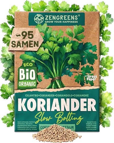 ZenGreens® - Bio Koriander Samen - Koriandersamen - Kräutersamen für den einfachen Anbau im Garten, Balkon oder Küche - Kräuter Saatgut ideal für Anfänger