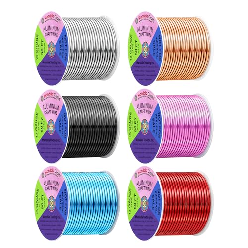 Image of Mandala Crafts 13 GA Red Copper Black Assorted Anodized Aluminum Craft Wire | 300 FT, Colored, Flexible, Bendable for Bonsai Armature Sculpting Wire Wrapping Jewelry Making, Weather & Tarnish Resistant