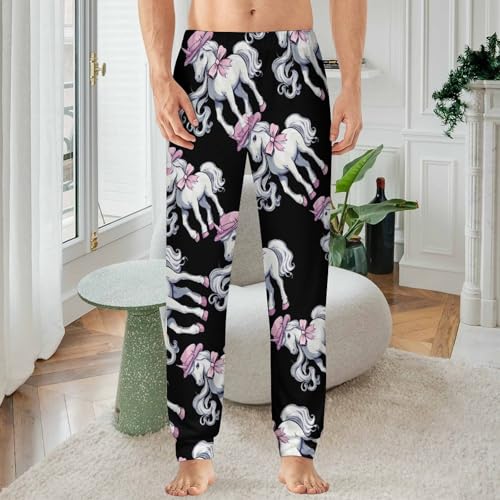 Funny Horse Men's Pajamas Pants Lightweight Sleep Lounge Pant Pjs Bottoms Casual Sleepwear2