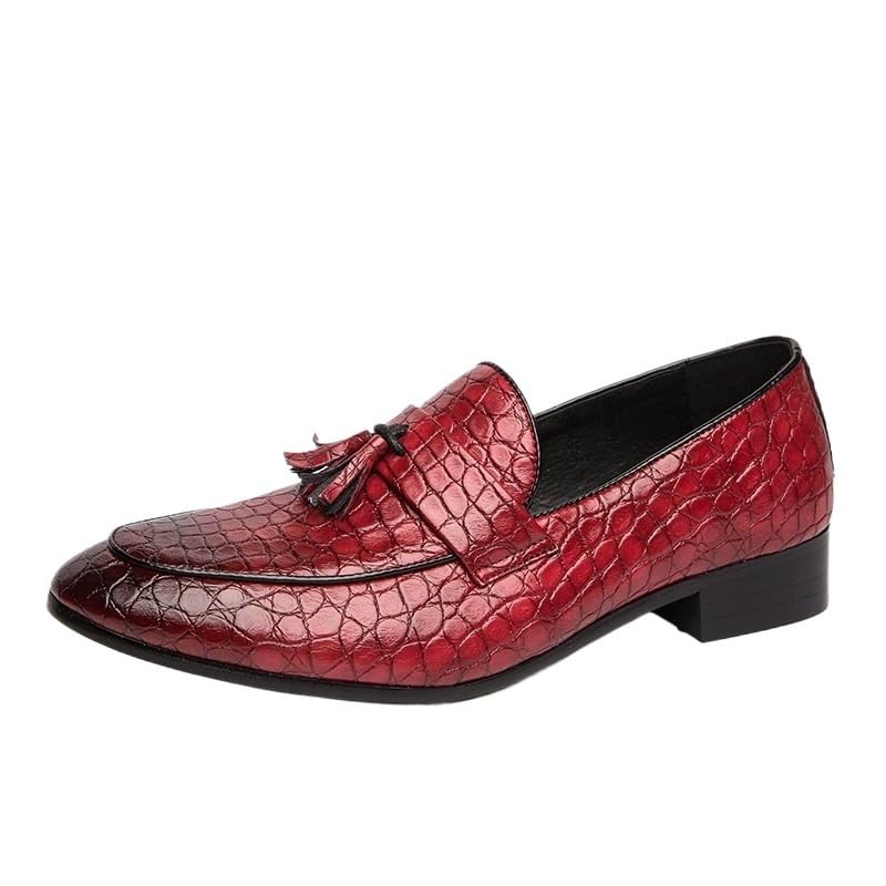 Formal Loafers Apron Toe Work Slip On Genuine Leather Mens Lightweight Construction