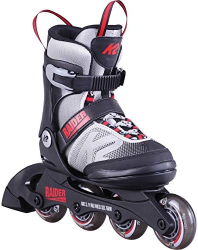 K2 Skate Youth Raider Inline Skates, Gray/Red, Small (11-2)