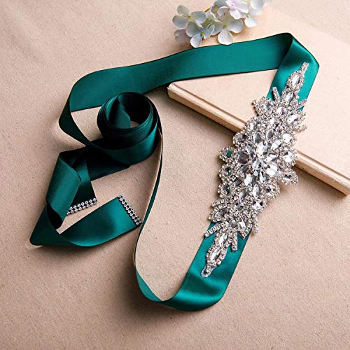 Ulalaza Women Prom Evening Dress Decorative Waistband Bridal Crystal Sashes Wedding Belt Sash with Rhinestones3