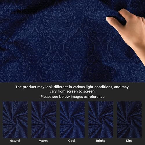 Image of Encasa XO Embossed Velvet Fabric Material by Meter Navy Blue | Sofa Cloth Material | Unstitched Fabric for Making Cushion Cover, Sofa Cover | 175 GSM | 2 Meters, 200x150 cm