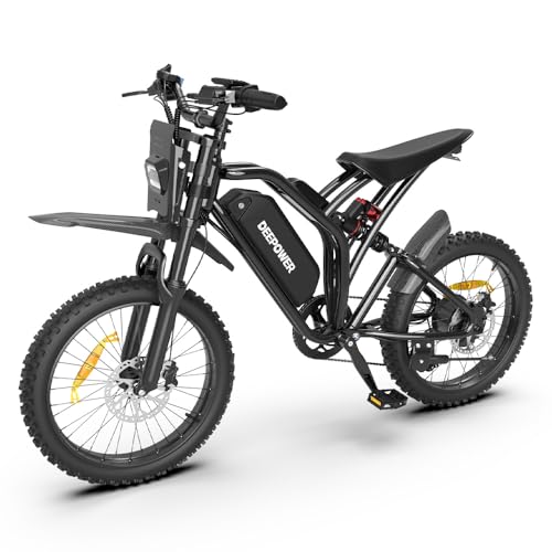 DEEPOWER S21 Bicicleta Eléctrica, Batería Extraíble 48V 25Ah, Par De 100Nm, Bicicleta Eléctrica Todoterreno De Neumáticos Gruesos, Frenos De Disco, Suspensión Completa, Cross Eléctrica 7 Velocidades