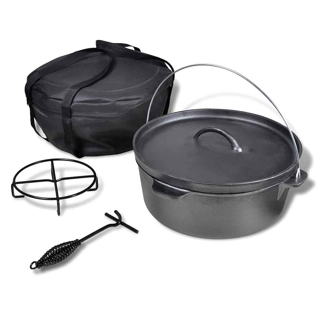 vidaXL Kociołek, garnek żeliwny 11,3 l + akcesoria