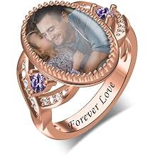 Custom Photo Ring,Personalized Text Zircon Ring,Anniversary Jewelry Gift for Women Lover Grandma Mom